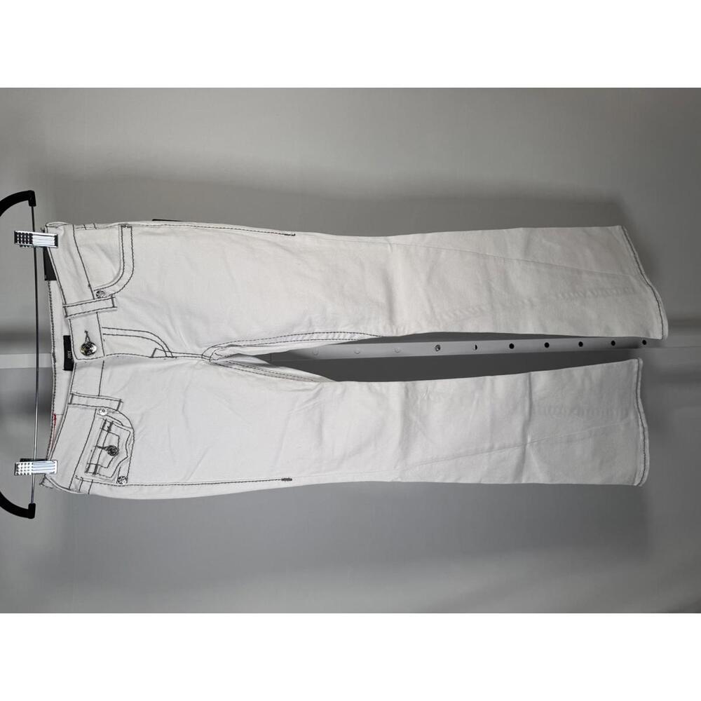 NWT True Religion Joey Low Rise Flare Big T Flap Jeans Size 24 White 31” Inseam - Picture 4 of 10
